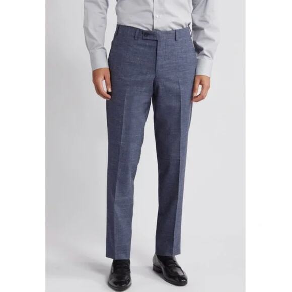 Ted Baker Other - Ted Baker Karl Slim Fit 100% Wool Dress Pants, Micro Plaid Blue | 33 Short Unhem